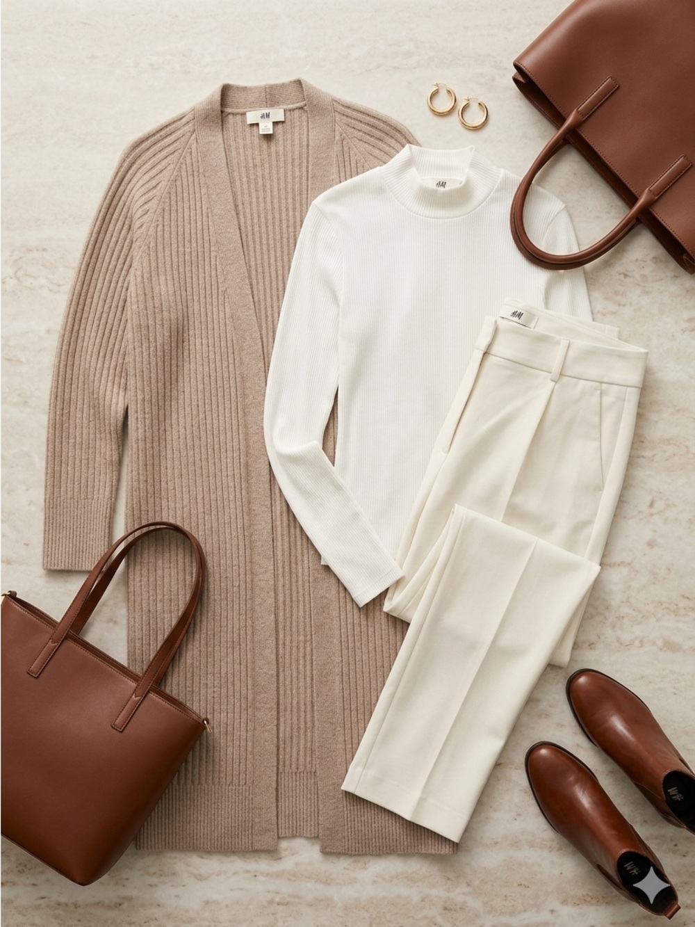 H&M 3-PC CAPSULE SET: Long Maxi Cardigan (XS), Mock Neck Top (XS) & Slacks (4) - Picture 2 of 7